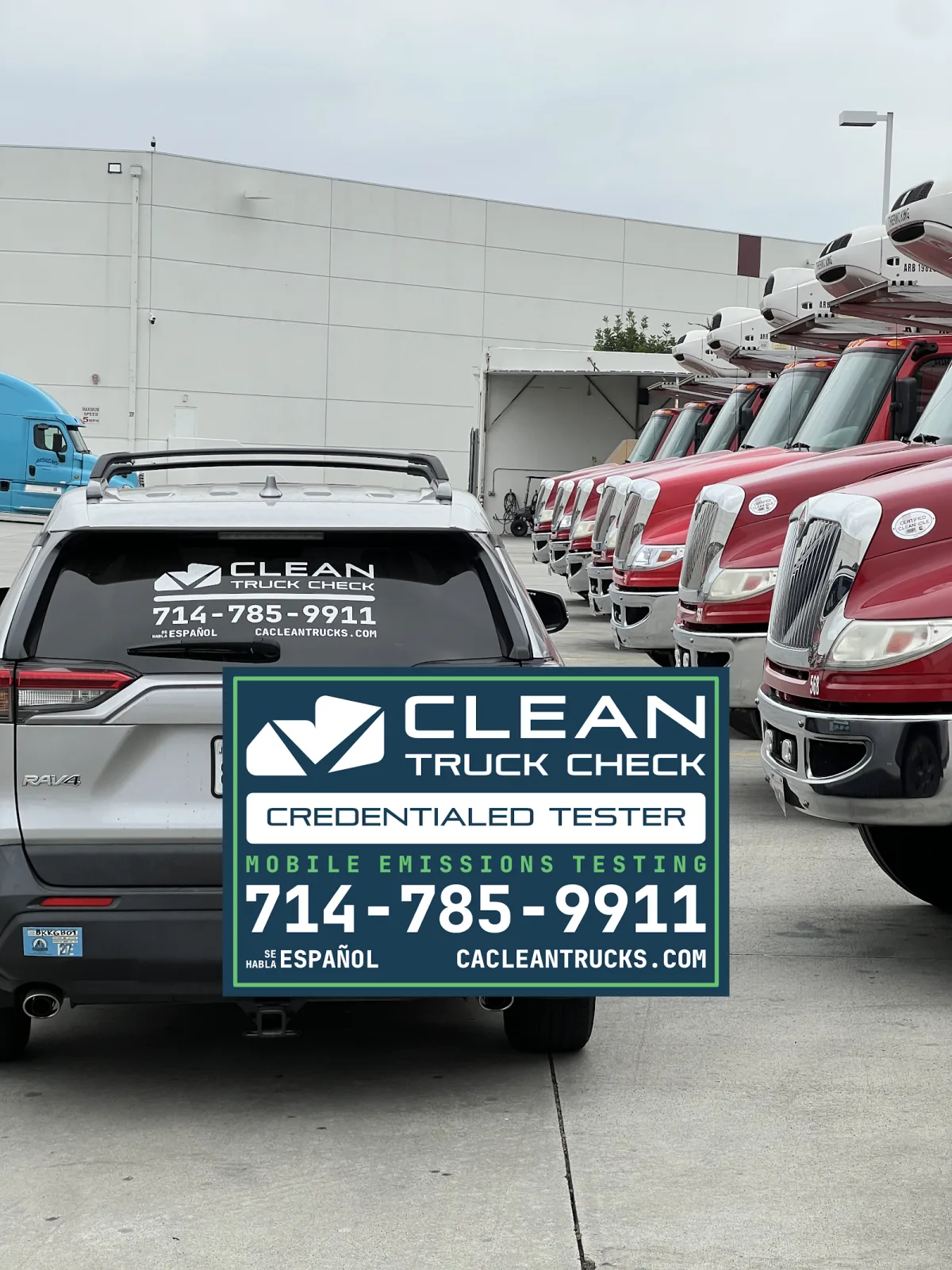 Clean Truck Check mobile testing rig staged at a fleet yard